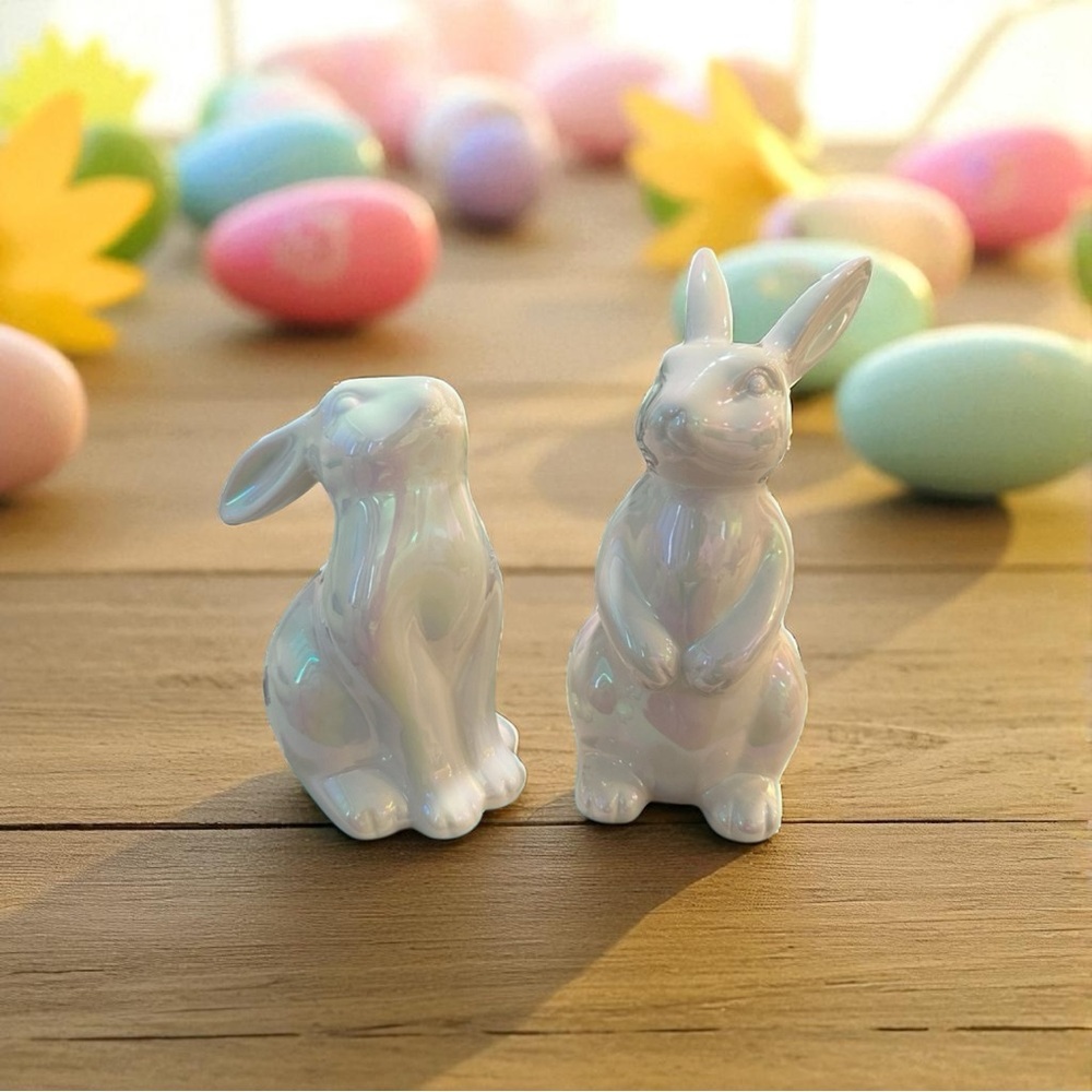 Ceramic Bunny Figurines - Iridescent